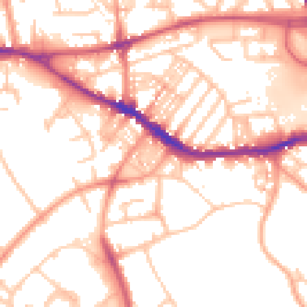Daytime road noise heatmap for ST4 6BQ