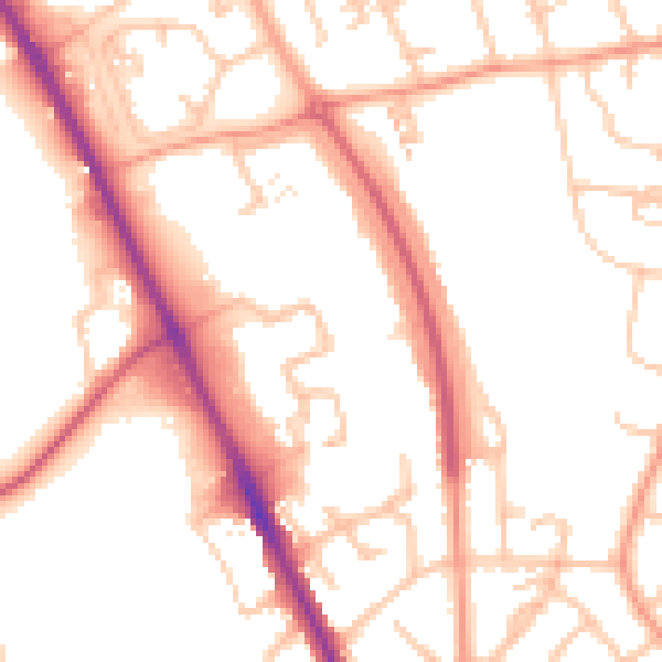 Daytime road noise heatmap for ST4 6JP