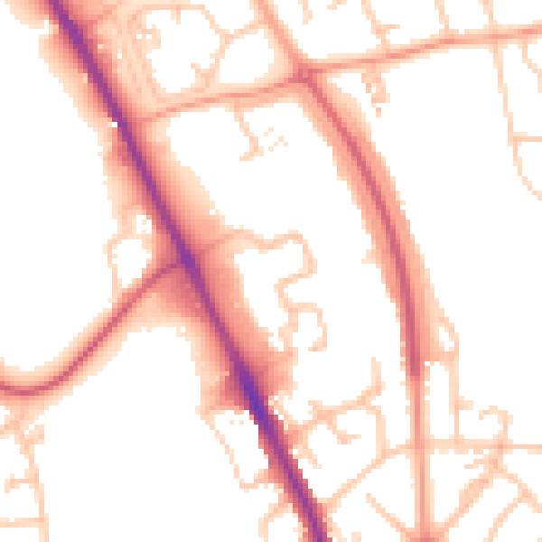 Daytime road noise heatmap for ST4 6JT