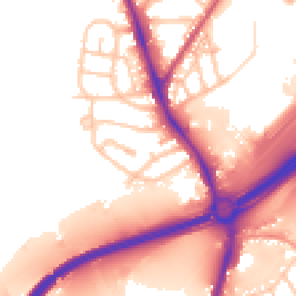 Daytime road noise heatmap for ST4 6NG