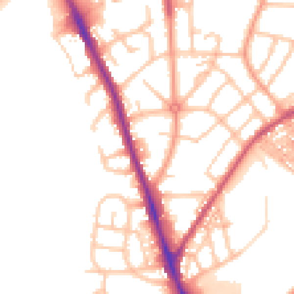 Daytime road noise heatmap for ST4 6NU