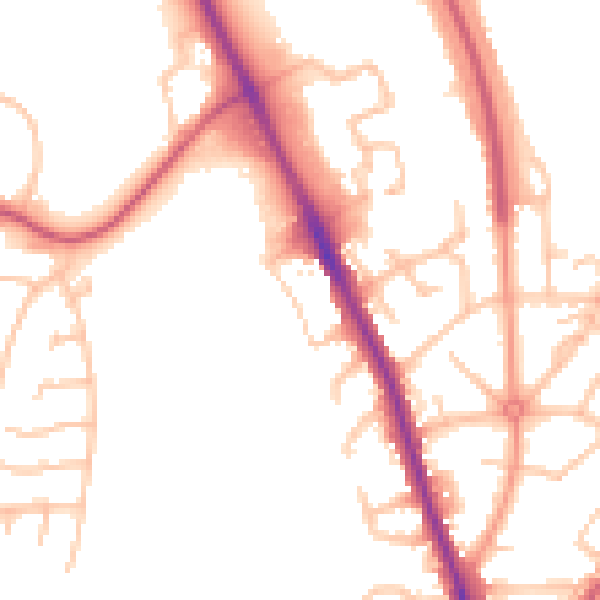 Daytime road noise heatmap for ST4 6PW