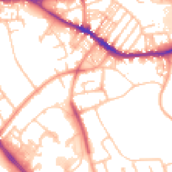 Daytime road noise heatmap for ST4 6QP