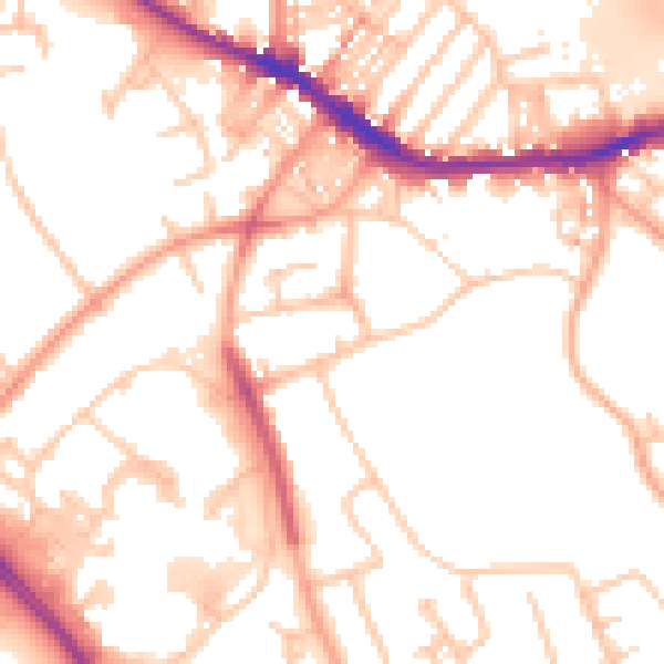 Daytime road noise heatmap for ST4 6QT