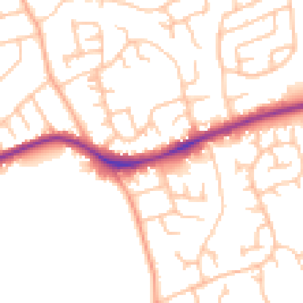 Daytime road noise heatmap for ST4 8BT