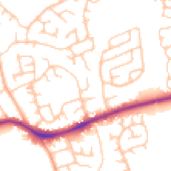 Daytime road noise heatmap for ST4 8DX