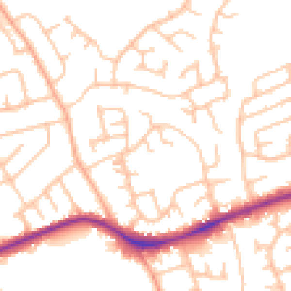 Daytime road noise heatmap for ST4 8DY