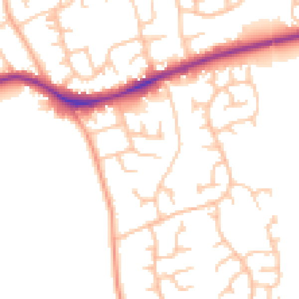 Daytime road noise heatmap for ST4 8HG