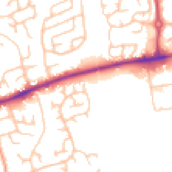 Daytime road noise heatmap for ST4 8YJ