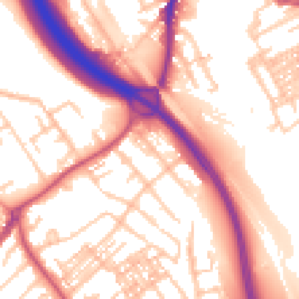 Daytime road noise heatmap for ST5 0AF