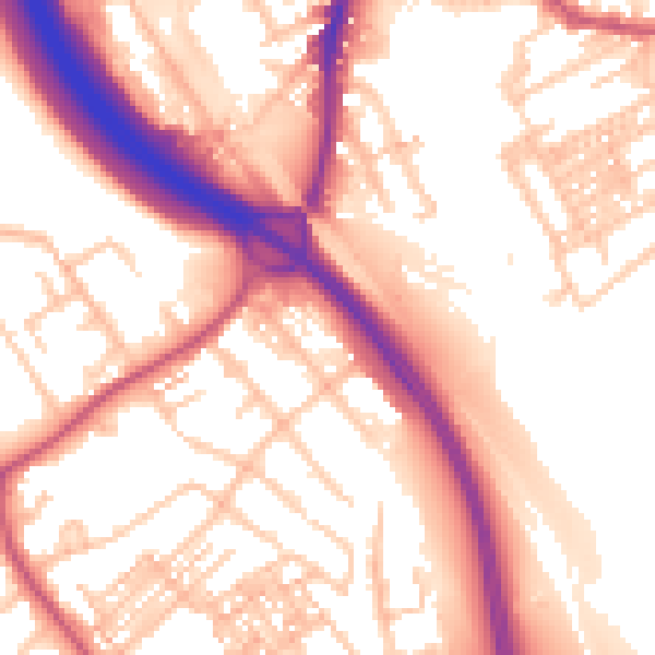Daytime road noise heatmap for ST5 0AJ