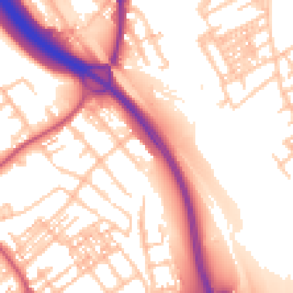 Daytime road noise heatmap for ST5 0AQ