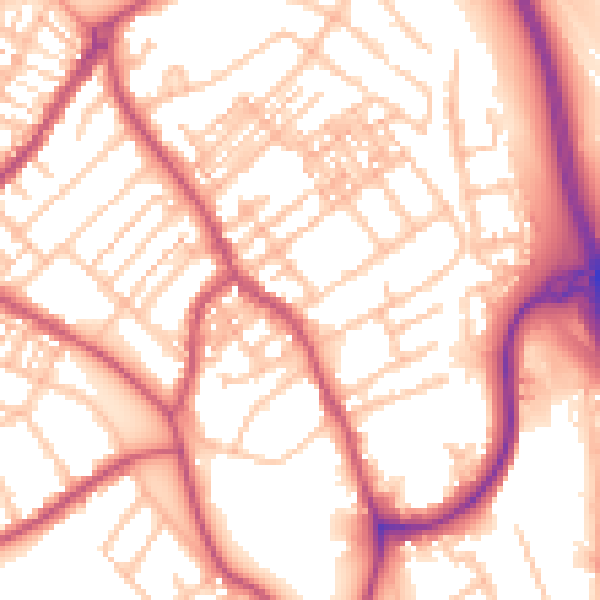 Daytime road noise heatmap for ST5 0BJ