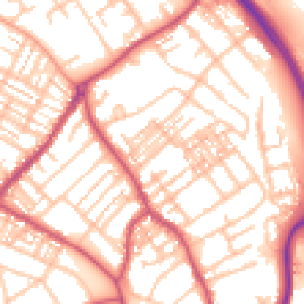 Daytime road noise heatmap for ST5 0DL
