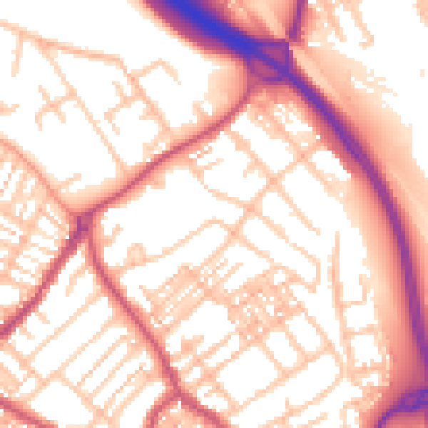 Daytime road noise heatmap for ST5 0DR