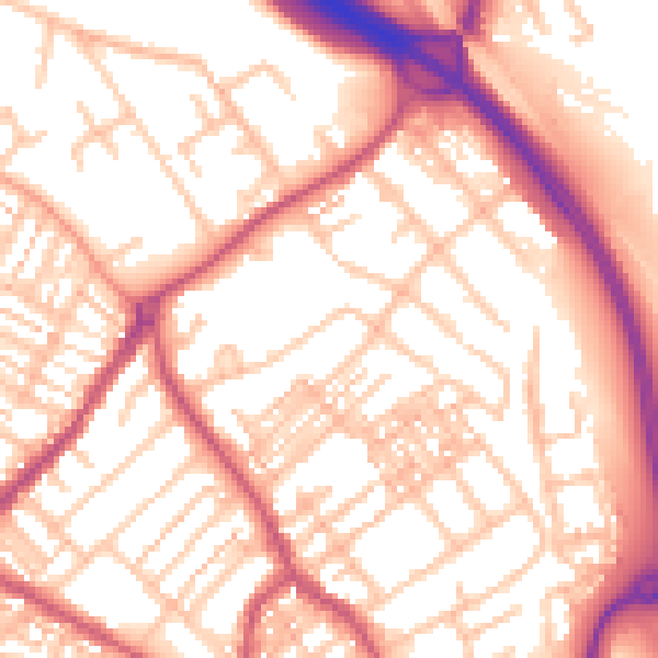 Daytime road noise heatmap for ST5 0DW