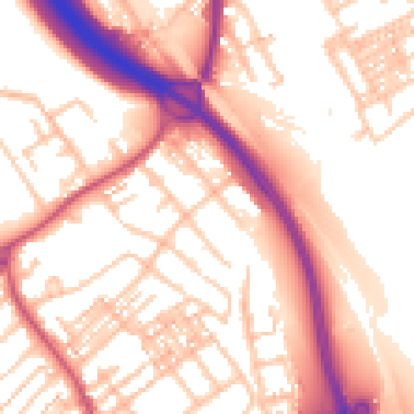 Daytime road noise heatmap for ST5 0DX