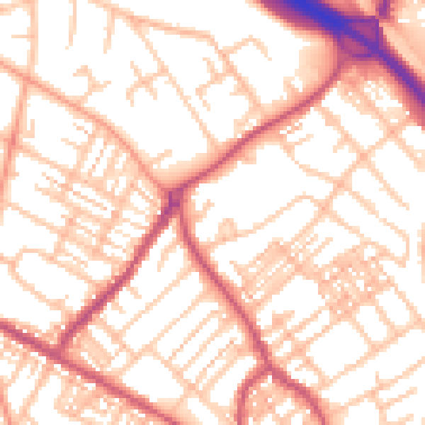 Daytime road noise heatmap for ST5 0HY