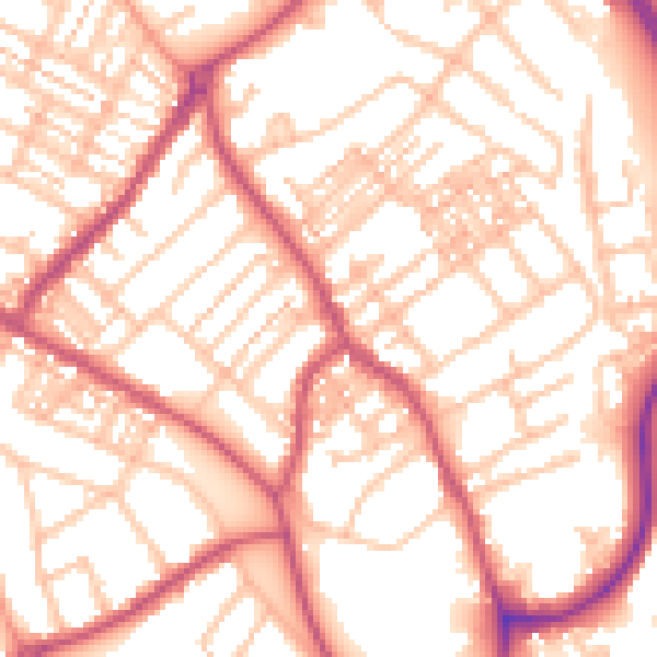 Daytime road noise heatmap for ST5 0HZ