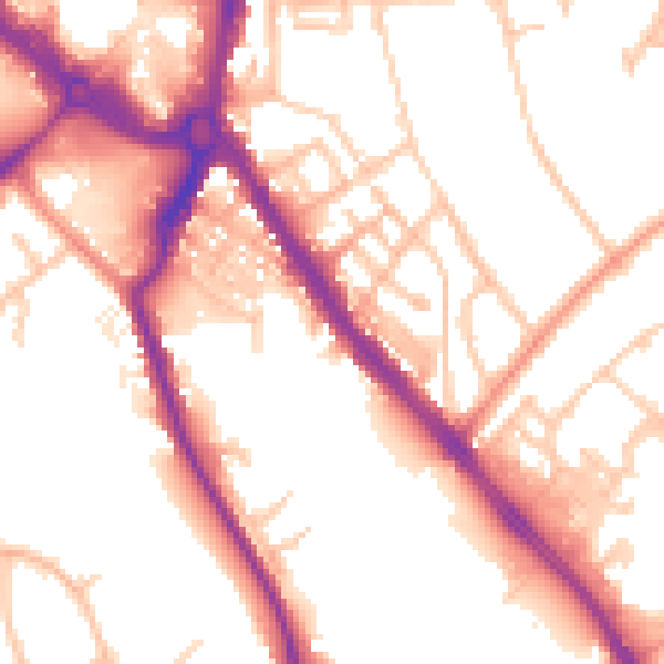 Daytime road noise heatmap for ST5 1LZ