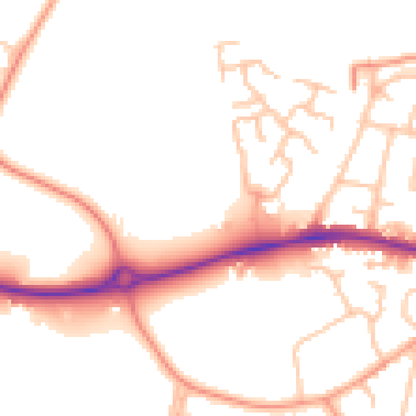 Daytime road noise heatmap for ST5 2FJ
