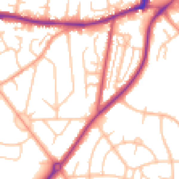 Daytime road noise heatmap for ST5 2HX