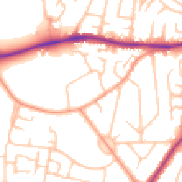 Daytime road noise heatmap for ST5 2LJ
