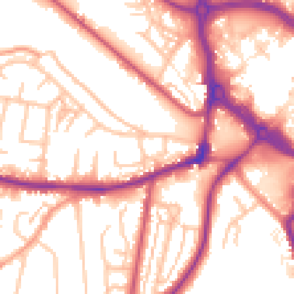 Daytime road noise heatmap for ST5 2TJ
