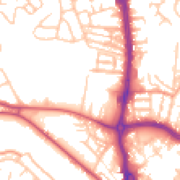 Daytime road noise heatmap for ST5 2TQ