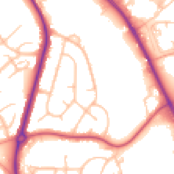 Daytime road noise heatmap for ST5 3AW