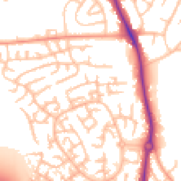 Daytime road noise heatmap for ST5 4EZ
