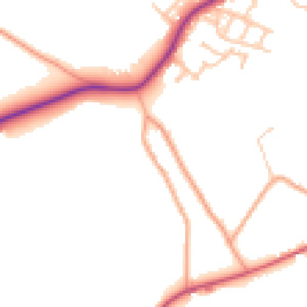 Daytime road noise heatmap for ST5 5EB