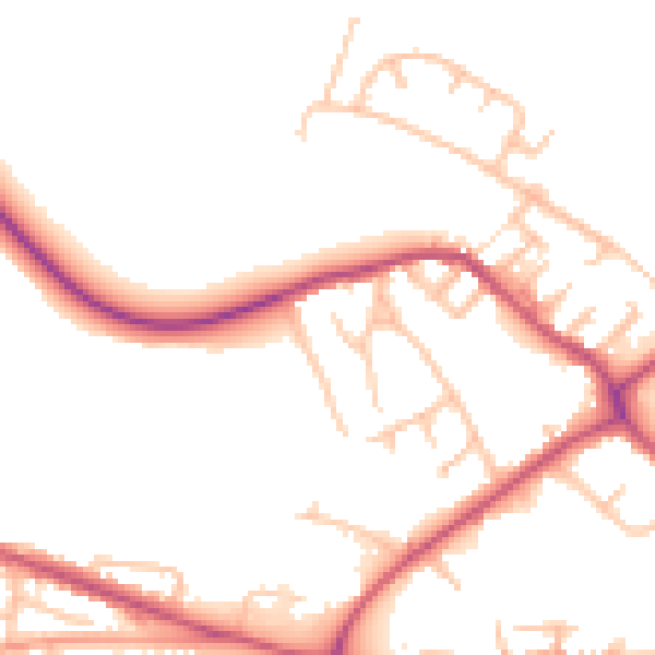 Daytime road noise heatmap for ST5 6DQ