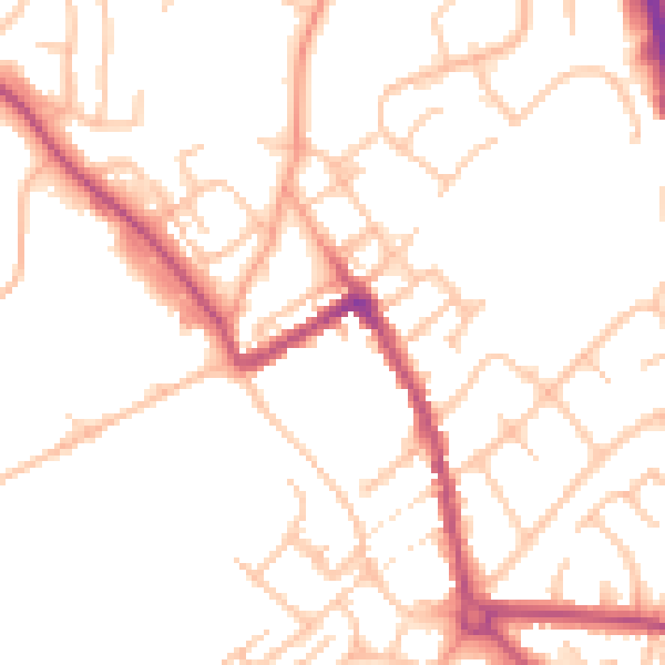 Daytime road noise heatmap for ST5 7EN