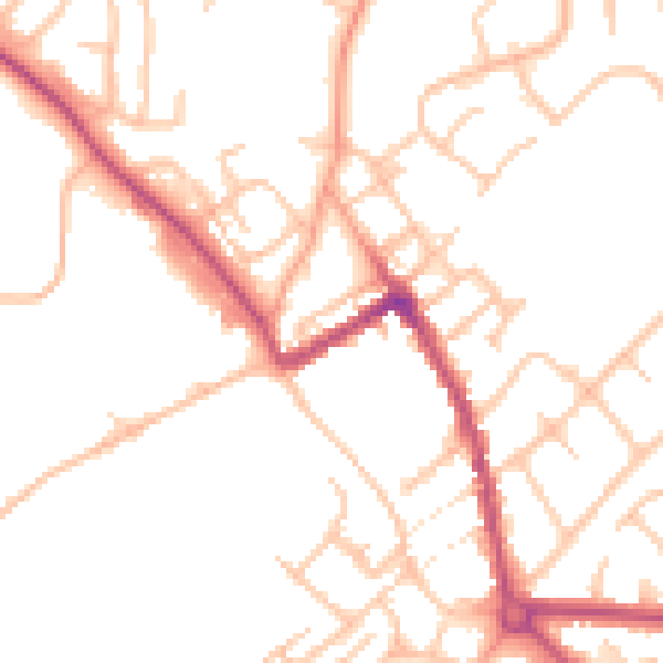 Daytime road noise heatmap for ST5 7EW