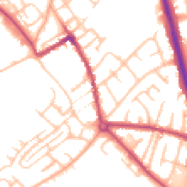 Daytime road noise heatmap for ST5 7JD