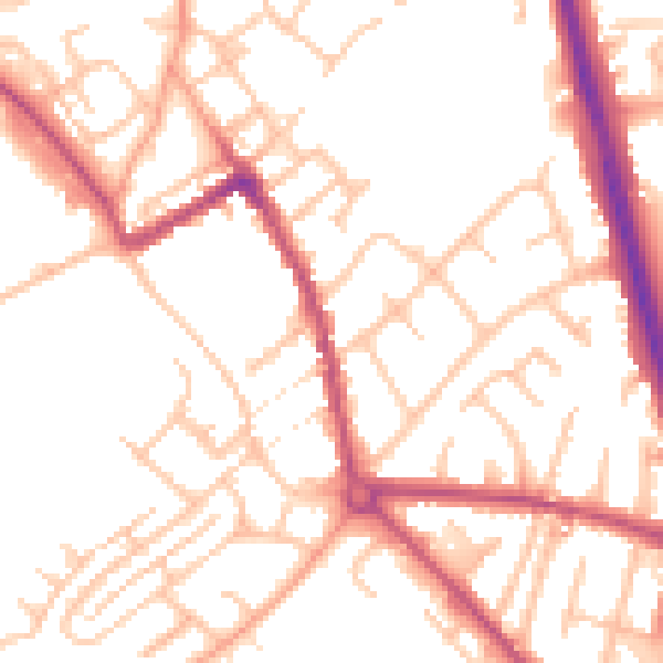 Daytime road noise heatmap for ST5 7JE
