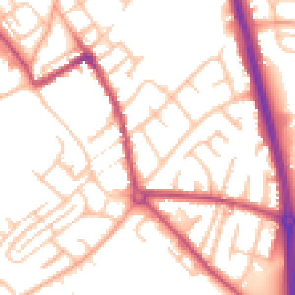 Daytime road noise heatmap for ST5 7PB