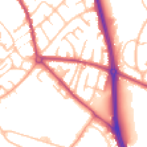 Daytime road noise heatmap for ST5 7PY