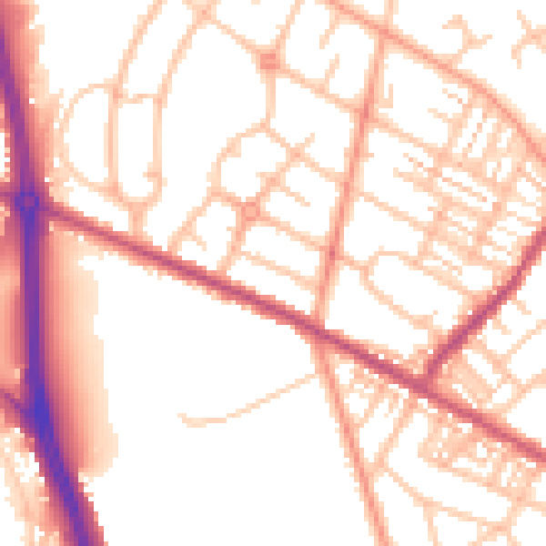 Daytime road noise heatmap for ST5 8EY