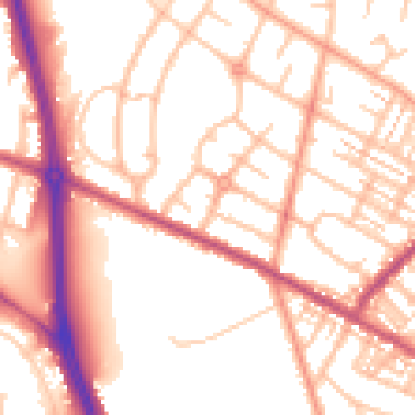 Daytime road noise heatmap for ST5 8EZ