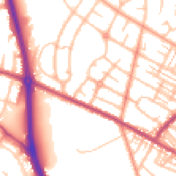 Daytime road noise heatmap for ST5 8HA