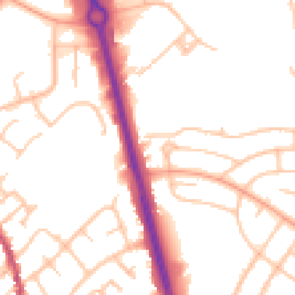 Daytime road noise heatmap for ST5 8JG