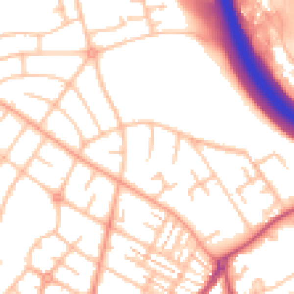 Daytime road noise heatmap for ST5 8LA