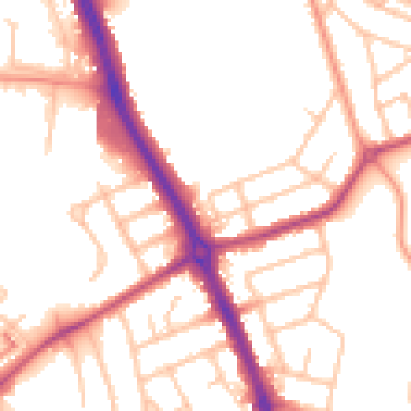 Daytime road noise heatmap for ST5 9DB