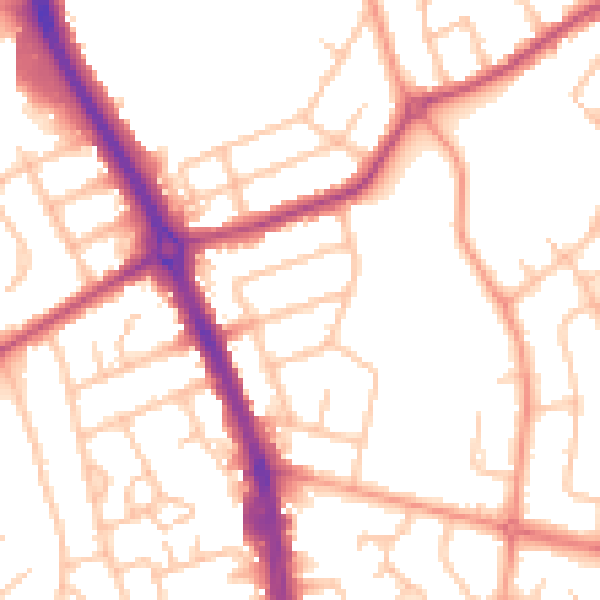 Daytime road noise heatmap for ST5 9LD