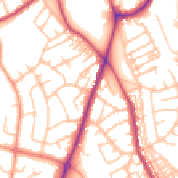 Daytime road noise heatmap for ST5 9LX