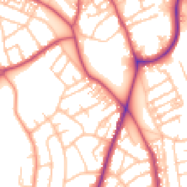 Daytime road noise heatmap for ST5 9PJ