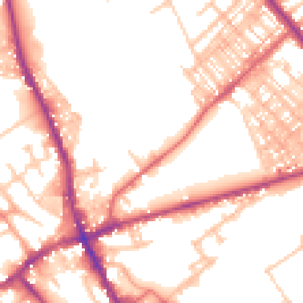 Daytime road noise heatmap for ST6 1AJ