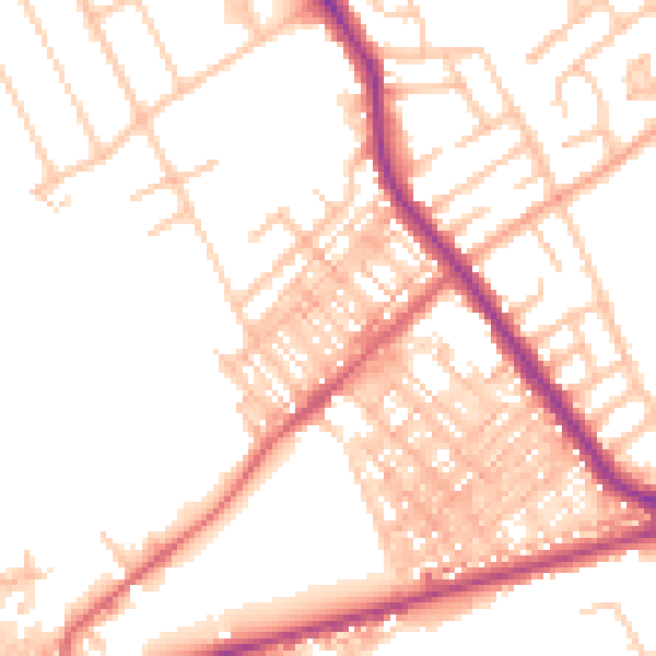 Daytime road noise heatmap for ST6 1AZ